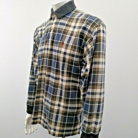 🎉2/$30 Tommy Hilfiger Vintage Plaid LongSleeve Polo Shirt Men's Large Pullover - Picture 4 of 14
